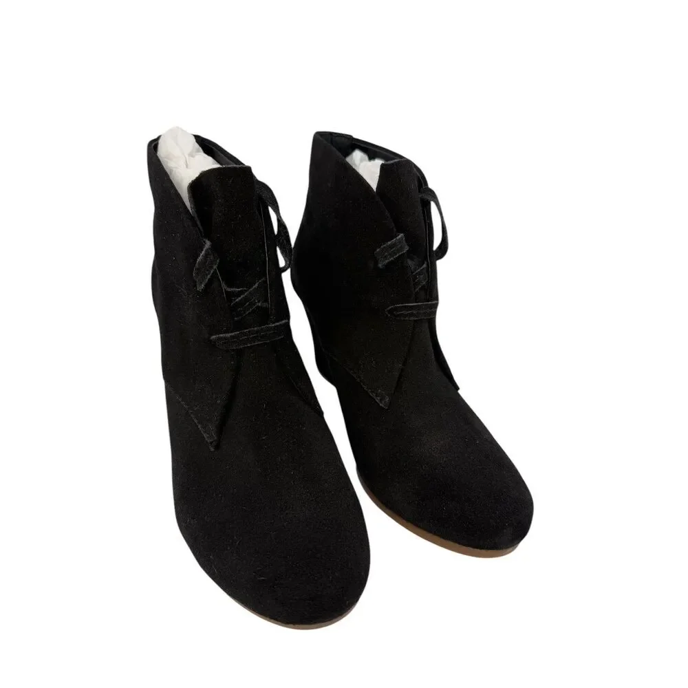 Dolce Vita Black Suede Pellie Lace Up Booties Size 8.5